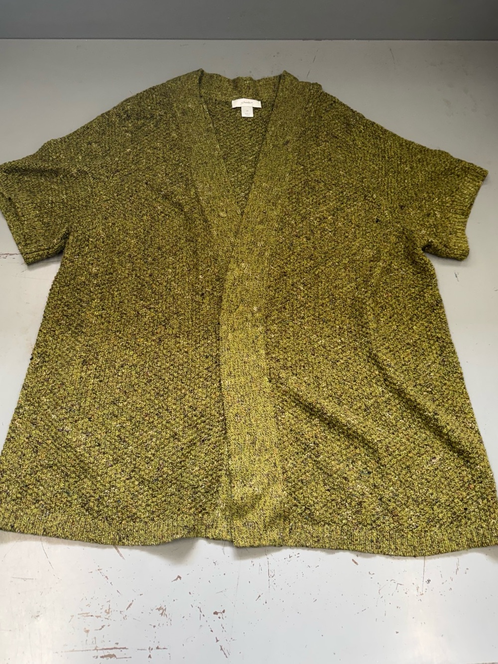 CJ Banks Olive-Green Textured Knit Cardigan Plus Size 2XL